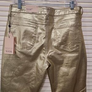 NYDJ Gold Boot Cut Jeans with Metallic Finish-Worn Once, No Tags